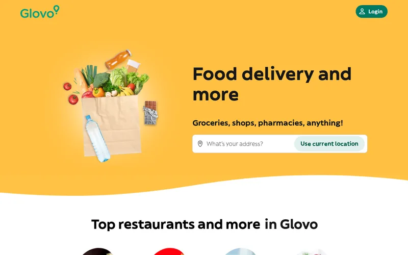 Website snapshot for Glovo