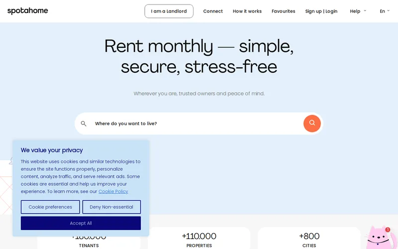 Website snapshot for Spotahome