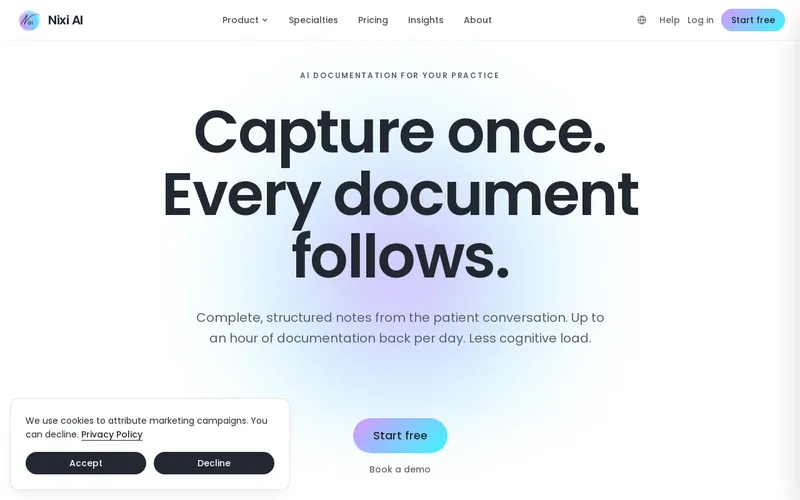 Website snapshot for Nixi AI