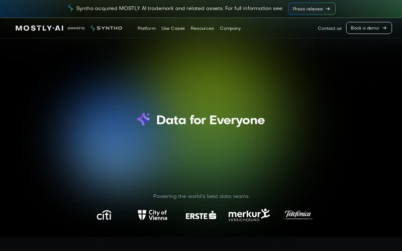 Website snapshot for MOSTLY AI