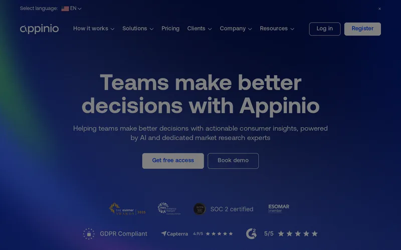 Website snapshot for Appinio