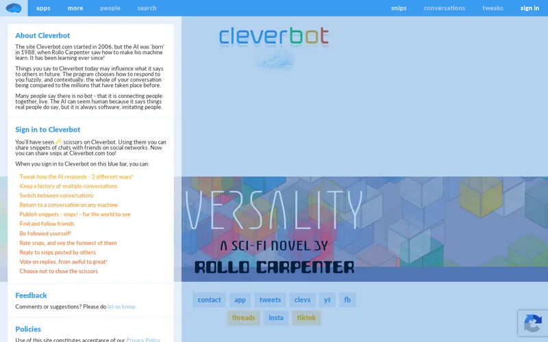 Website snapshot for Cleverbot