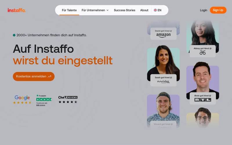 Website snapshot for Instaffo