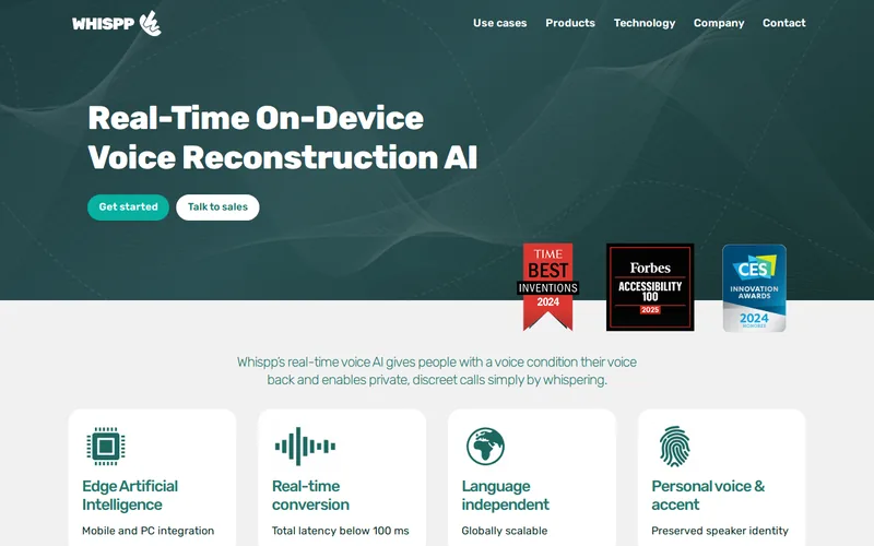 Website snapshot for Whispp