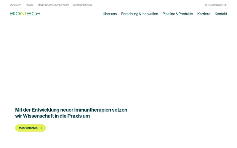 Website snapshot for BioNTech SE
