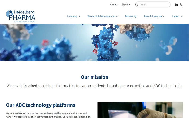 Website snapshot for Heidelberg Pharma AG