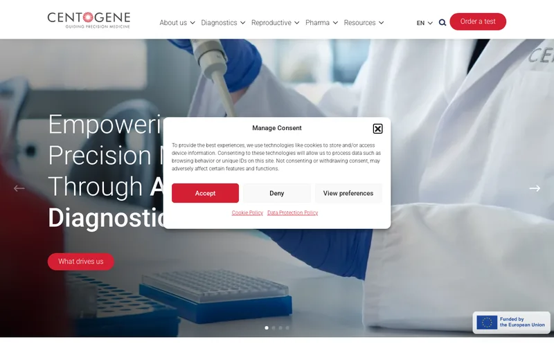 Website snapshot for CENTOGENE N.V.