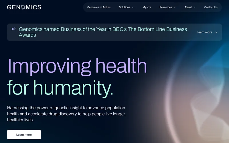 Website snapshot for Genomics