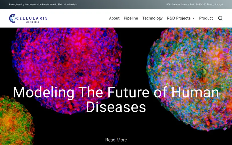 Website snapshot for Cellularis Biomodels