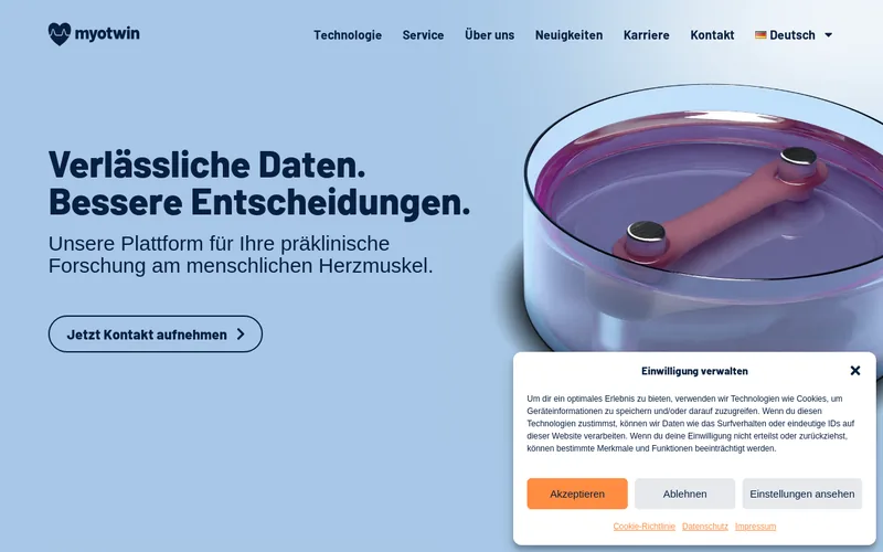 Website snapshot for myotwin GmbH