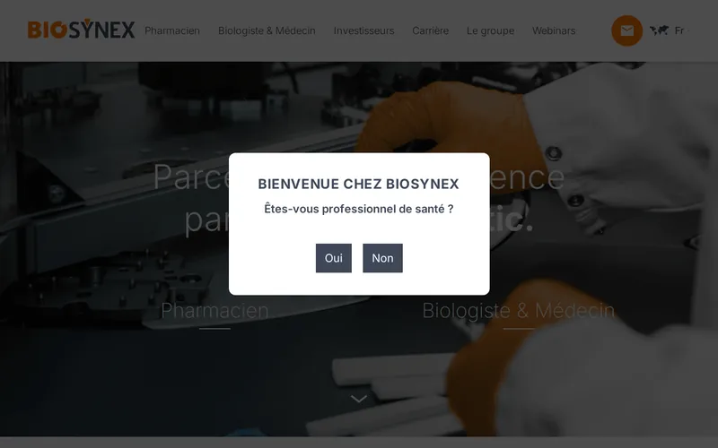 Website snapshot for Biosynex SA