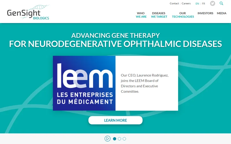 Website snapshot for GenSight Biologics S.A.