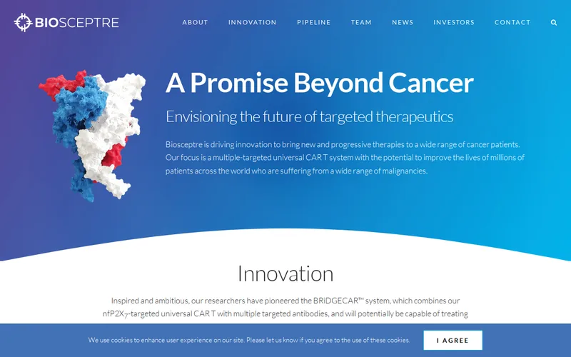 Website snapshot for Biosceptre International Limited