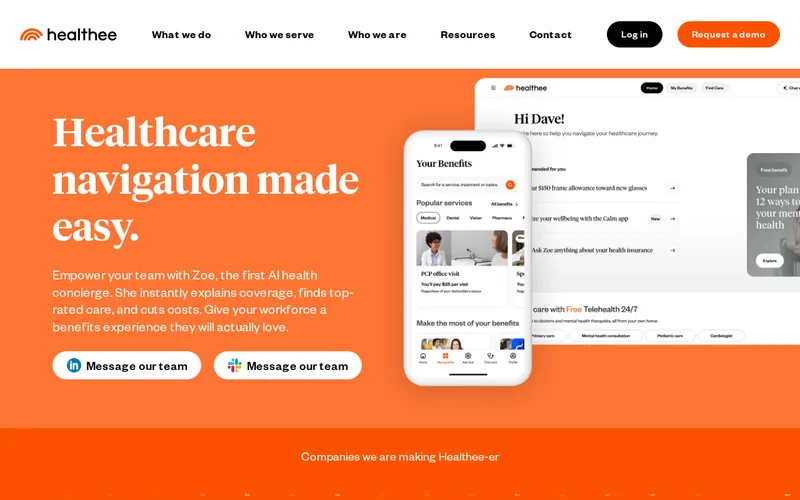 Website snapshot for Healthee