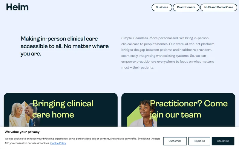 Website snapshot for Heim Health