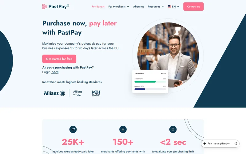 Website snapshot for PastPay