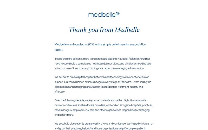 Website snapshot for Medbelle