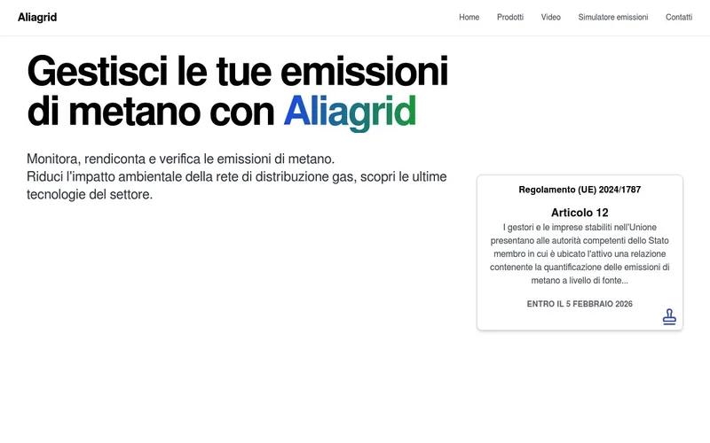 Website snapshot for Aliagrid Srl