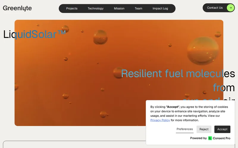 Website snapshot for Greenlyte Carbon Technologies