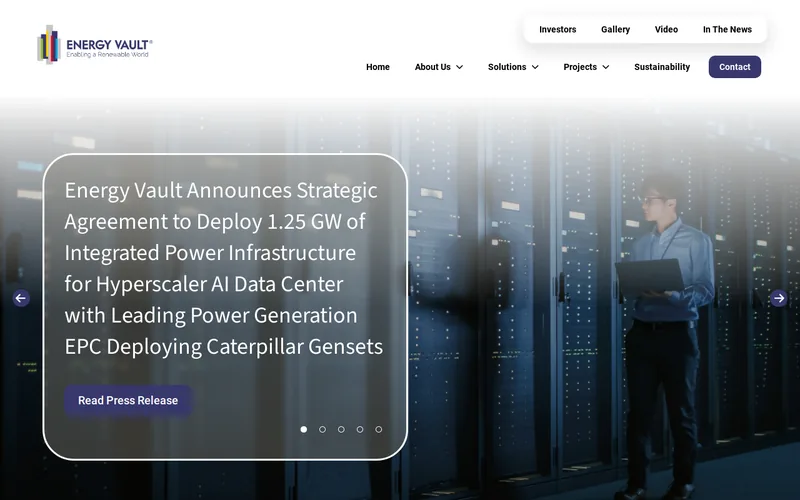 Website snapshot for Energy Vault Inc.