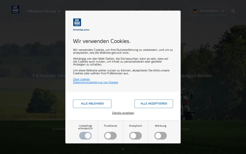 Website snapshot for Yara International ASA