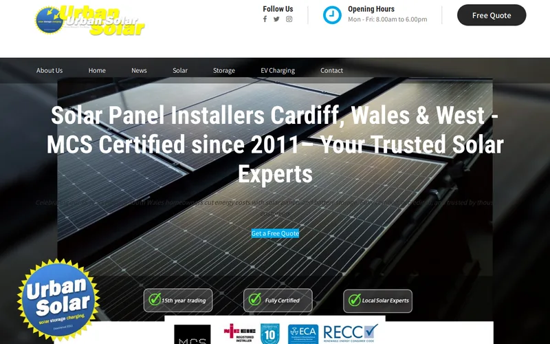 Website snapshot for Urban Solar Ltd
