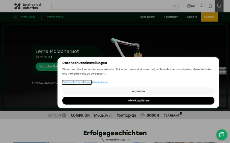Website snapshot for Unchained Robotics