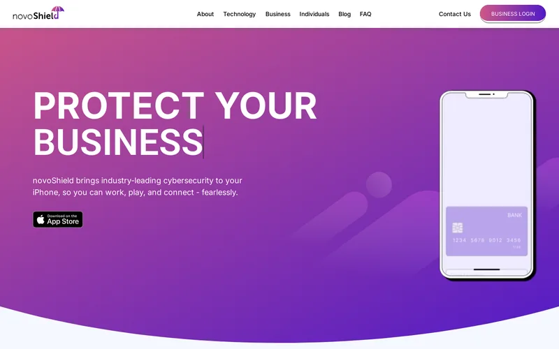 Website snapshot for novoShield