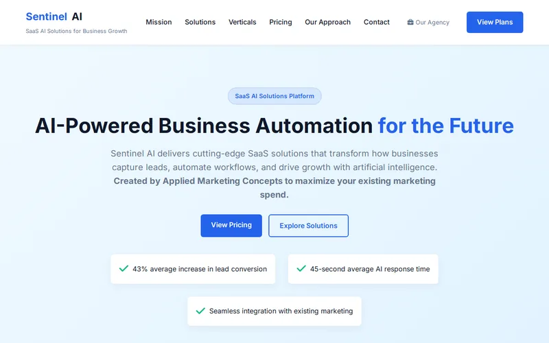 Website snapshot for Sentinel AI