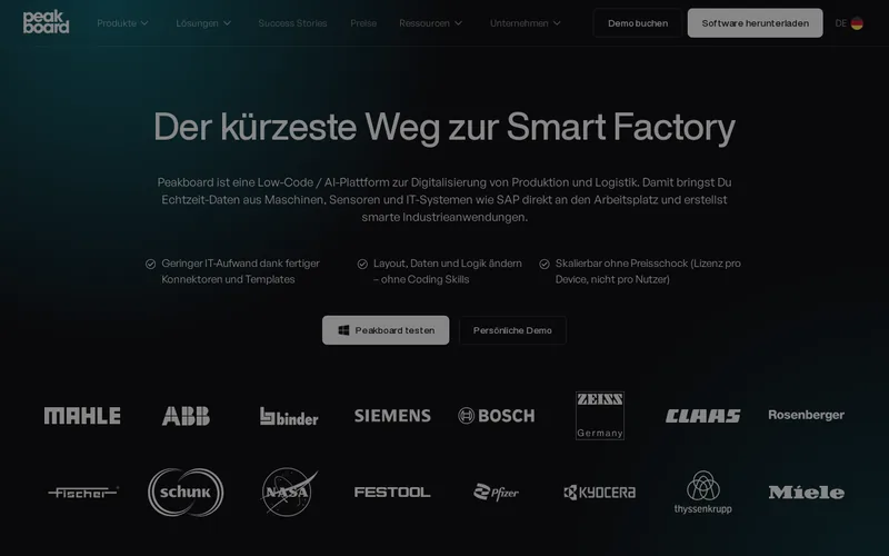 Website snapshot for Peakboard GmbH