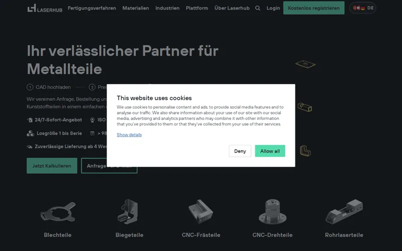 Website snapshot for Laserhub GmbH