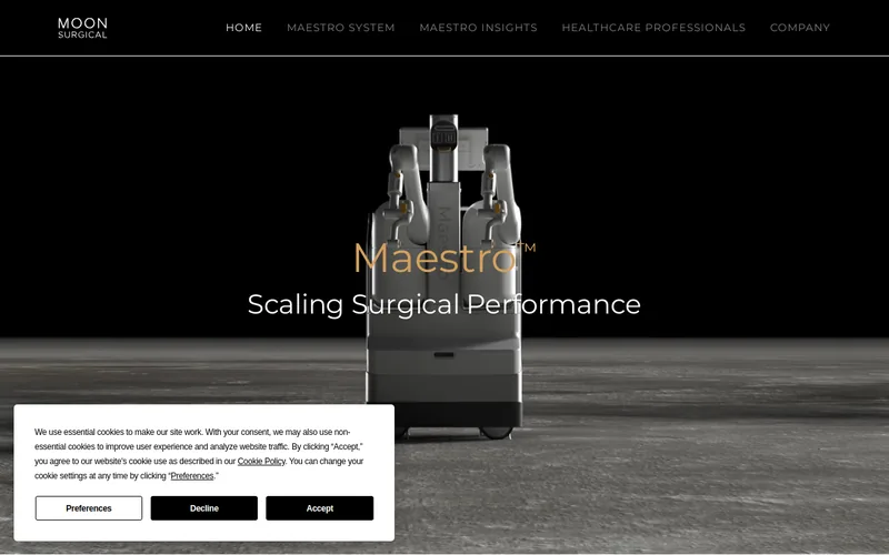 Website snapshot for Moon Surgical
