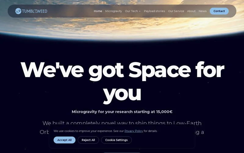 Website snapshot for Team Tumbleweed