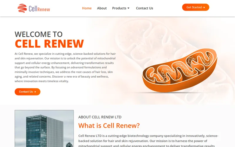 Website snapshot for Cell Renew Ltd.