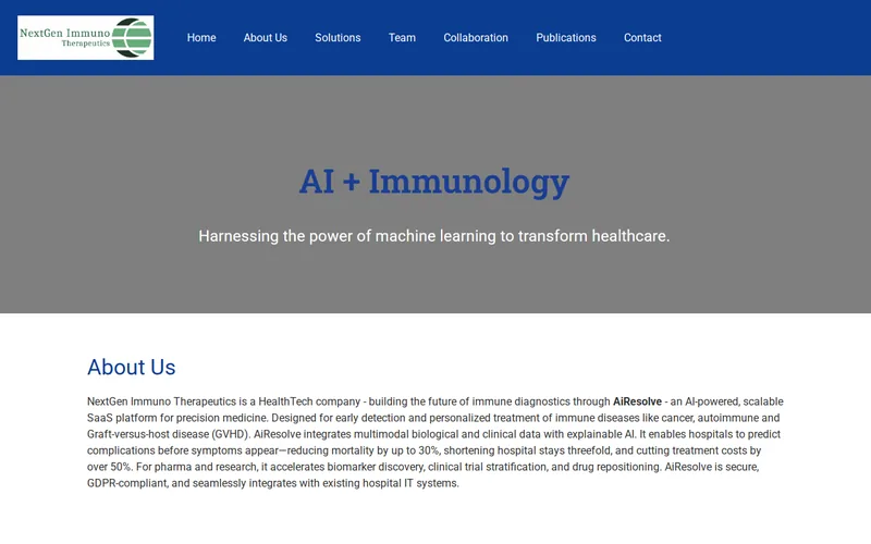 Website snapshot for NextGen Immuno Therapeutics