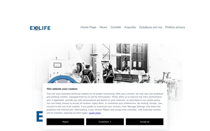 Website snapshot for ExoLife