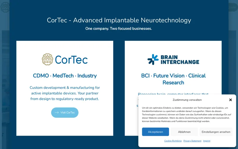 Website snapshot for Cortec Neuro