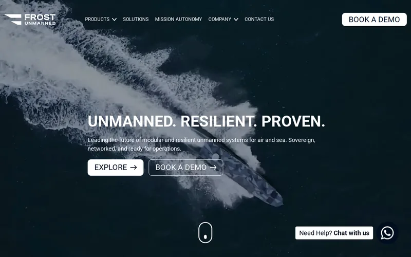 Website snapshot for Frost Unmanned AB