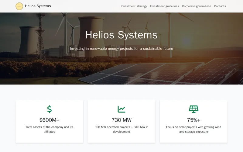 Website snapshot for Helios Systems