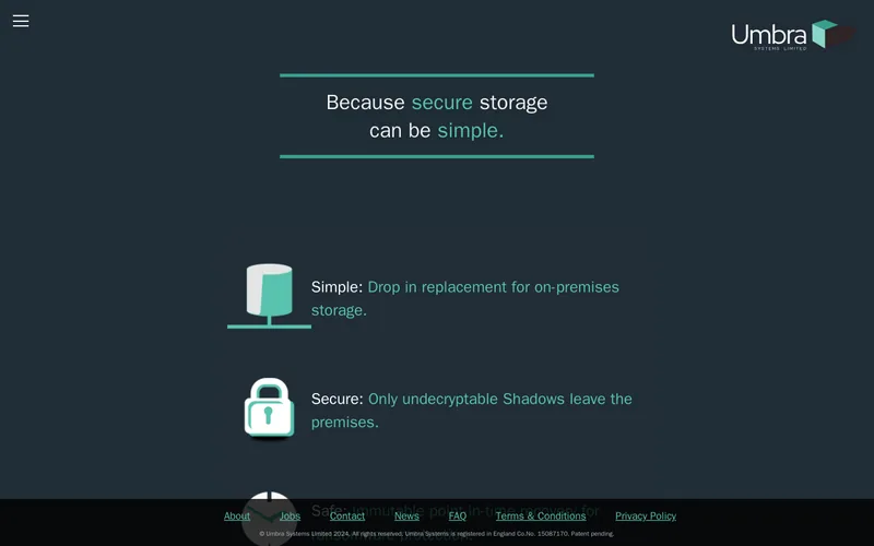 Website snapshot for Umbra Systems Limited