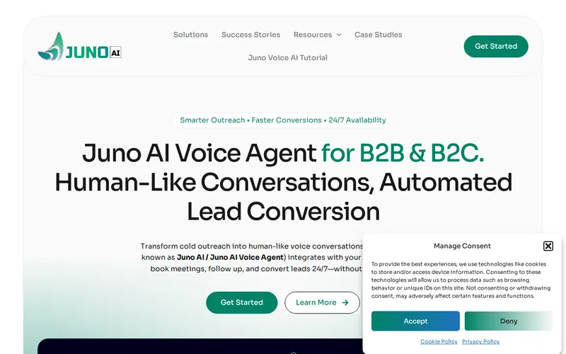 Website snapshot for JunoVoice