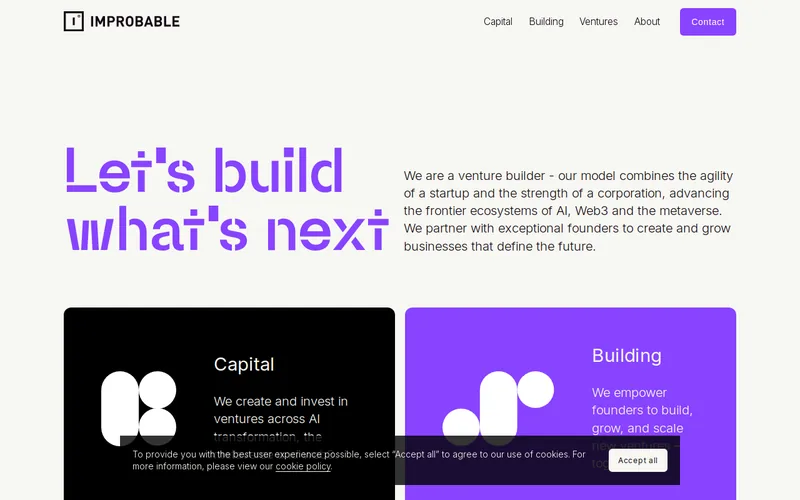 Website snapshot for Improbable Worlds Limited