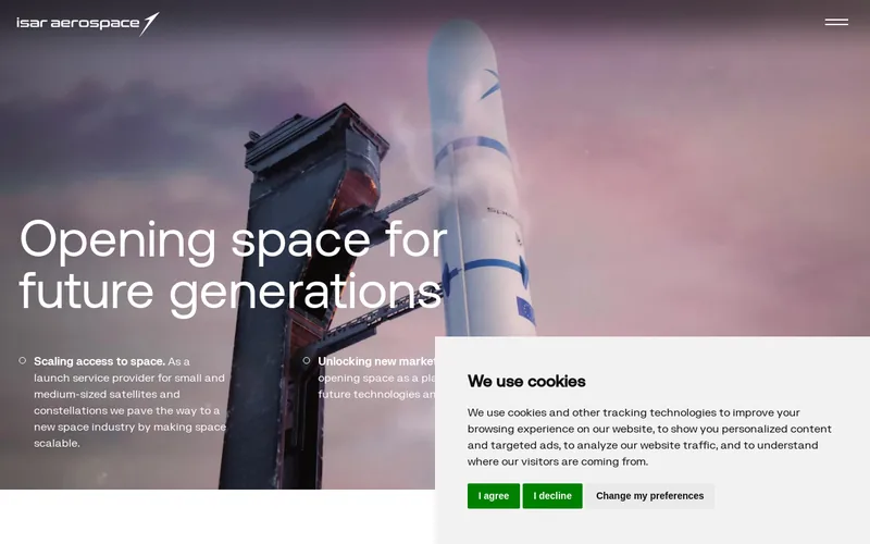 Website snapshot for Isar Aerospace