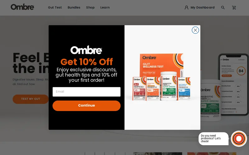 Website snapshot for Ombre
