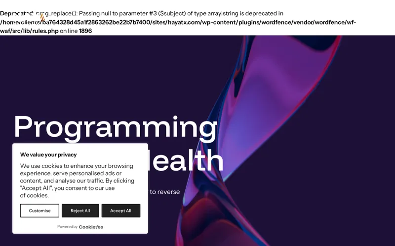 Website snapshot for HAYA Therapeutics