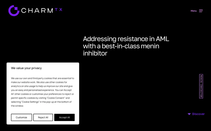 Website snapshot for CHARM Therapeutics