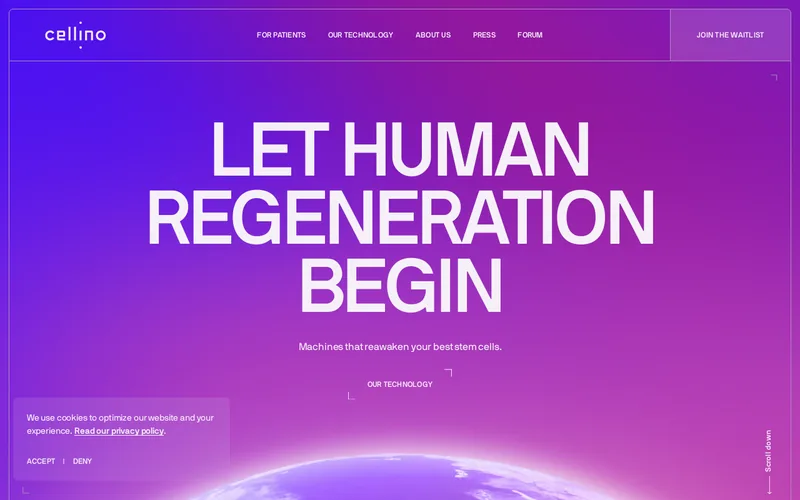 Website snapshot for Cellino Bio