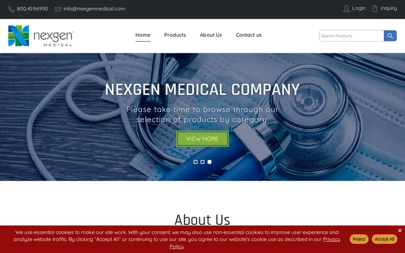 Website snapshot for NexGen Medical Company