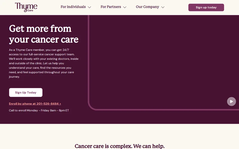 Website snapshot for Thyme Care