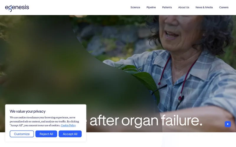 Website snapshot for eGenesis